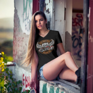 Route 66 Flügel Frauen Vintage-Motorrad individuel T-Shirt