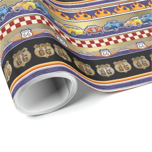 Route 66 Frisierte Auto - SRF Geschenkpapier (Rolleneckpunkt)