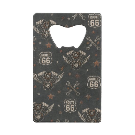 Route 66 Garage Bar Essentials Geldbeutel Flaschenöffner (Vorderseite)