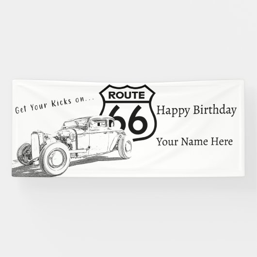 Route 66 Geburtstagsbanner Banner (Horizontal)