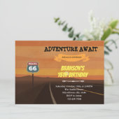 Route 66 Geburtstagsthema Einladung (Stehend Vorderseite)