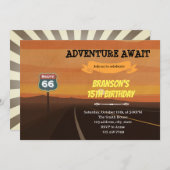Route 66 Geburtstagsthema Einladung (Vorne/Hinten)