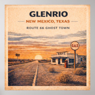 Route 66 Glenrio Geisterstadt-Erbe Poster