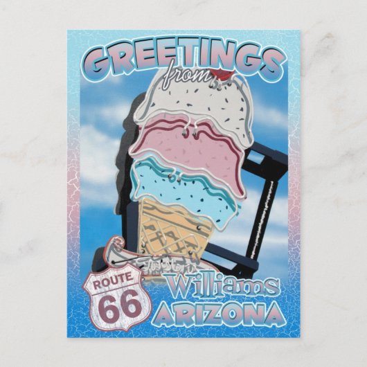 Route 66 Greetings Williams Arizona Postcard Postkarte (Vorderseite)