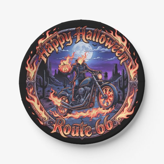 Route 66 Halloween-Papierteller Pappteller (Vorderseite)