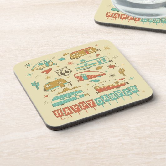 Route 66 Happy Camper Getränkeuntersetzer (Linke Seite)