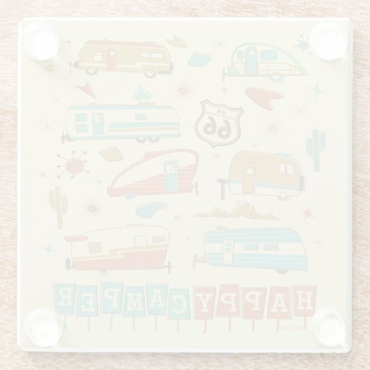 Route 66 Happy Camper Glasuntersetzer (Rückseite)