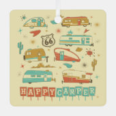 Route 66 Happy Camper Ornament Aus Metall (Vorderseite)