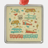 Route 66 Happy Camper Ornament Aus Metall (Vorne)