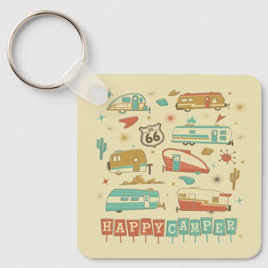 Route 66 Happy Camper Schlüsselanhänger (Vorderseite)
