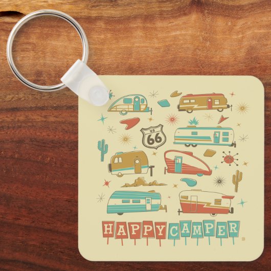 Route 66 Happy Camper Schlüsselanhänger (Vorderseite)