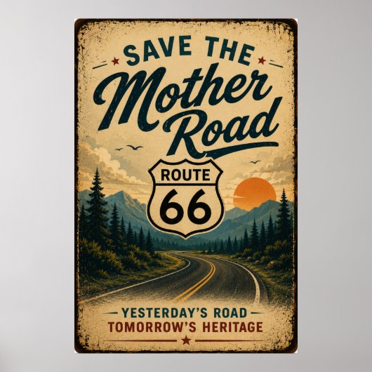Route 66 Heritage Roadside Preservation Kunst Poster (Vorne)