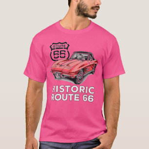 Route 66 Historischer Sportwagen Mädchen T-Shirt