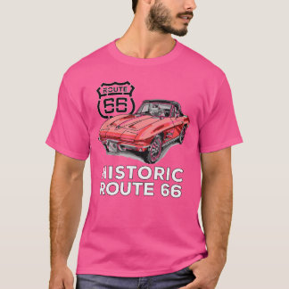Route 66 Historischer Sportwagen Mädchen T-Shirt