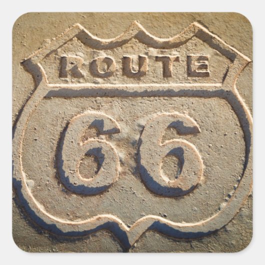 Route 66 historisches Zeichen, Arizona Quadratischer Aufkleber (Vorderseite)