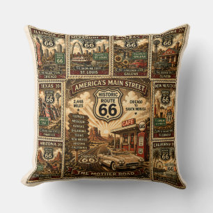 Route 66 Home Decor Roadside Stamp Kunst Kissen