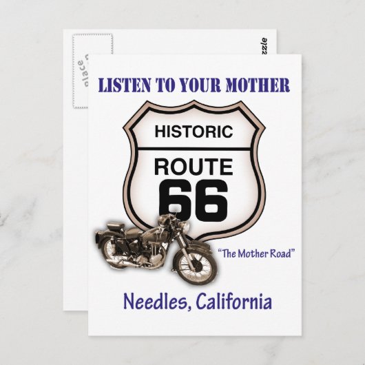 Route 66-Hören Sie Ihrer Mutter zu - Nadeln Postkarte (Vorne/Hinten)