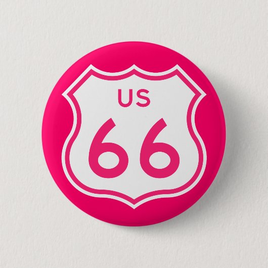 Route 66 Hot Pink Knopf Button (Vorderseite)