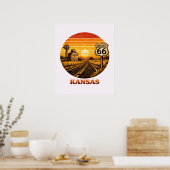 Route 66 Kansas Sonnenblumen-Staat Poster (Küche)
