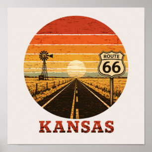 Route 66 Kansas Sonnenblumen-Staatsstraße Poster