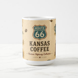 Route 66 Kansas Weizenfeld Morgen Röstung Reise Kaffeetasse