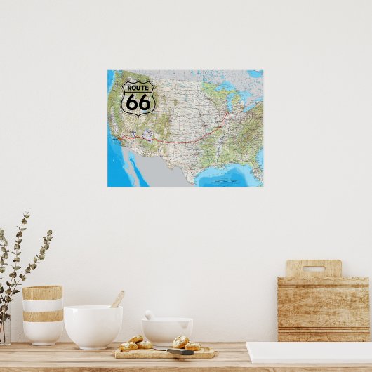Route 66 Karte Poster (Küche)