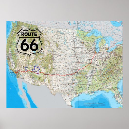 Route 66 Karte Poster (Vorne)