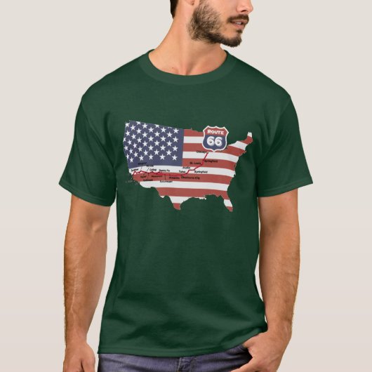Route 66 Karte T-Shirt (Vorderseite)