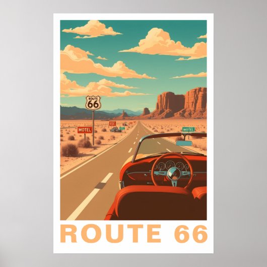 Route 66 Klassische Reise Kunst Poster (Vorne)