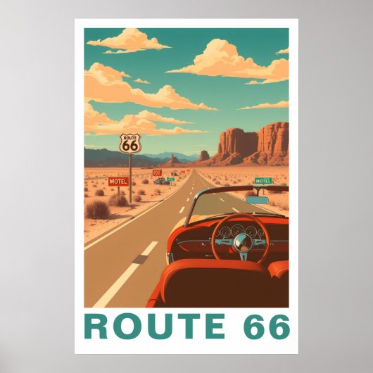 Route 66 Klassische Reise Kunst Poster (Vorne)