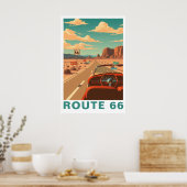 Route 66 Klassische Reise Kunst Poster (Küche)