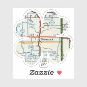 Route 66 Kleeblatt Texas Karte Aufkleber