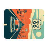 Route 66 Kontrast Design mit klassischem Auto Magnet (Horizontal)