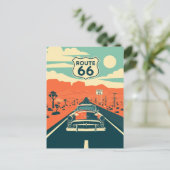 Route 66 Kontrast Design mit klassischem Auto Postkarte (Stehend Vorderseite)