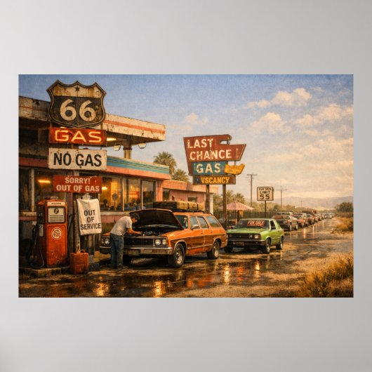 Route 66 Letzte Tankstelle Poster (Vorne)