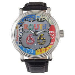 Route 66 Lizenzschild Art Black Wrist Watch Armbanduhr