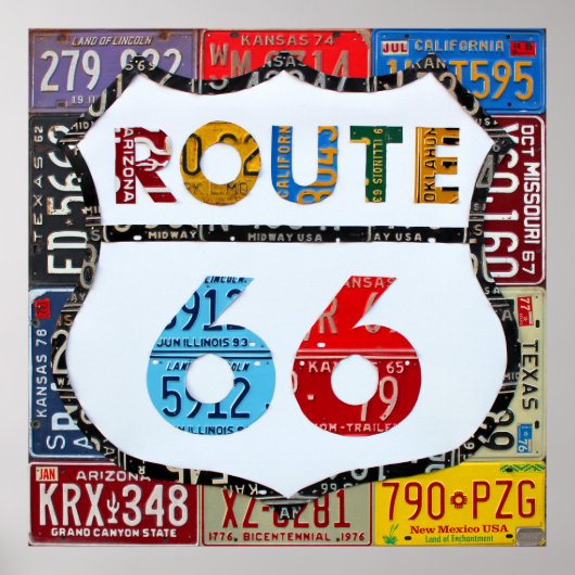 Route 66 Lizenzschild Art by Design Turnpike Poster (Vorne)