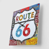 Route 66 Lizenzschild Art by Design Turnpike Quadratische Wanduhr (Winkel)