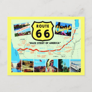 Route 66 Main Street of America Vintage Postkarte