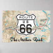 Route 66 Map Poster (Vorne)