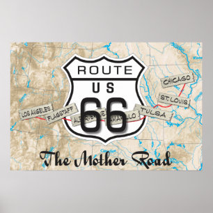 Route 66 Map Poster