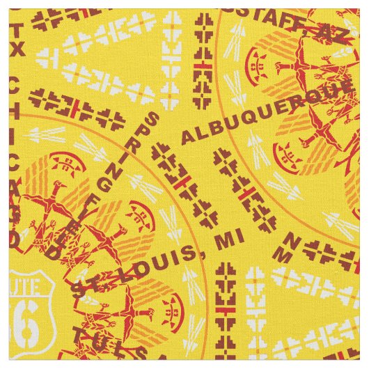 Route 66 Medallion in Golden Gelb Stoff (Nahaufnahme)