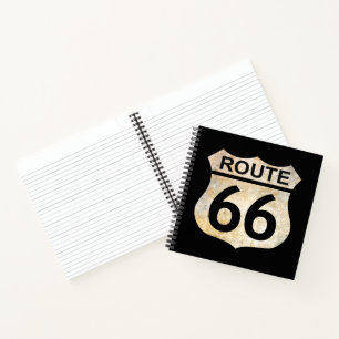 Route 66 mit Ihren Initialen auf der Rückseite Notizbuch