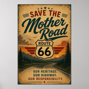 Route 66 Mother Road Heritage Scenic Highway Poster