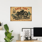 Route 66 Motorrad-Legende Poster (Heimbüro)