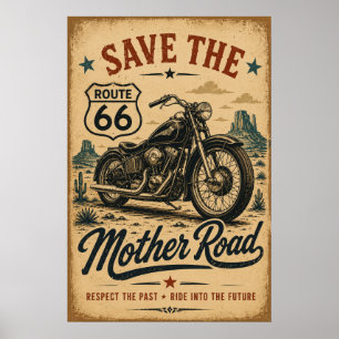 Route 66 Motorrad Monument Valley Mother Road Poster