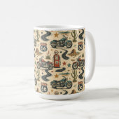 Route 66 Motorrad Retro Coffee Corner Stil Kaffeetasse (VorderseiteRechts)