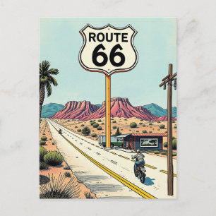 Route 66 Motorrad-Roadtrip Vintage-Reise Postkarte