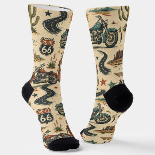 Route 66 Motorrad Wüstenstraßen-Trip-Stil Socken