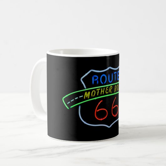 Route 66 Mutter Neon Schild Kaffeetasse (Vorderseite Links)